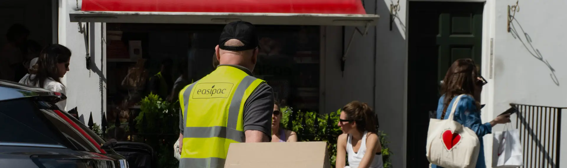 Easipac driver in branded high-vis at delivery yard
