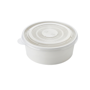 easipac white hot and cold food bowl with clear lid fitted