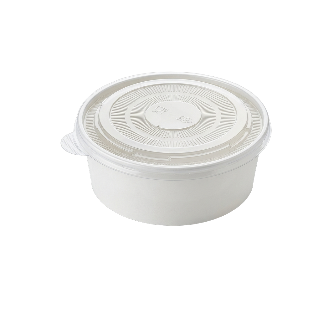 easipac white hot and cold food bowl with clear lid fitted